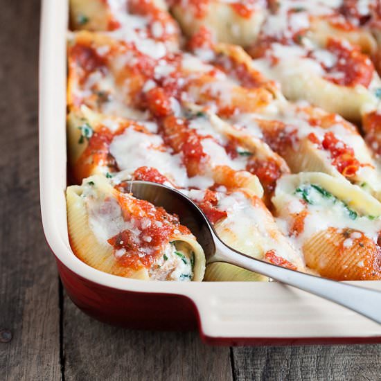 Spinach Prosciutto Stuffed Shells