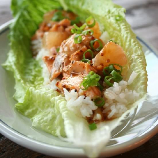 Salmon Grapefruit Rice Lettuce Boat