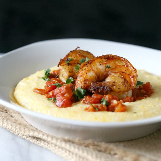 Spicy Shrimp Over Creamy Polenta