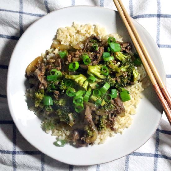 Spicy orange beef with broccoli