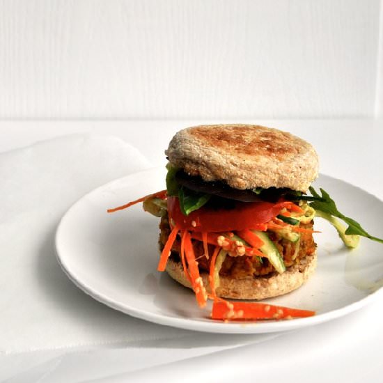 Asian Veggie Burger and Slaw