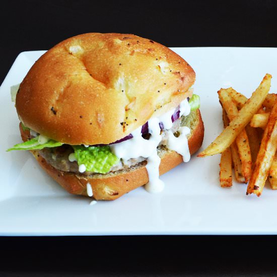 Feta Turkey Burger with Garlic