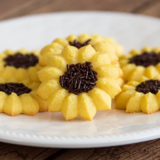 Lemon Sunflower Spritz Cookies