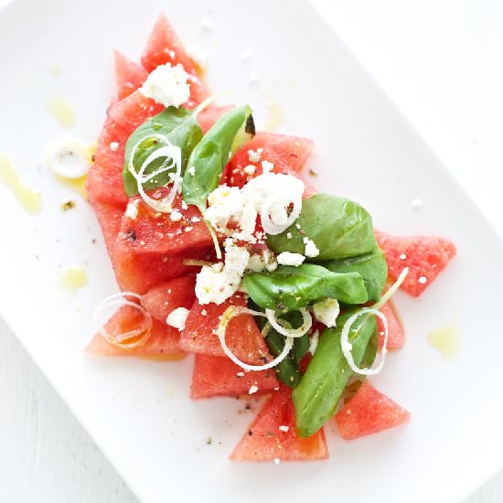 Watermelon with Feta + Basil
