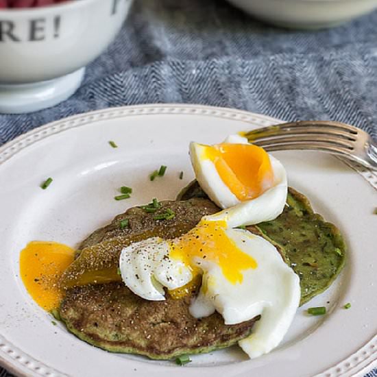 Chard Pancakes with Soft-Boiled Egg
