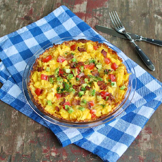 Egg Scramble in a Hash Brown Crust