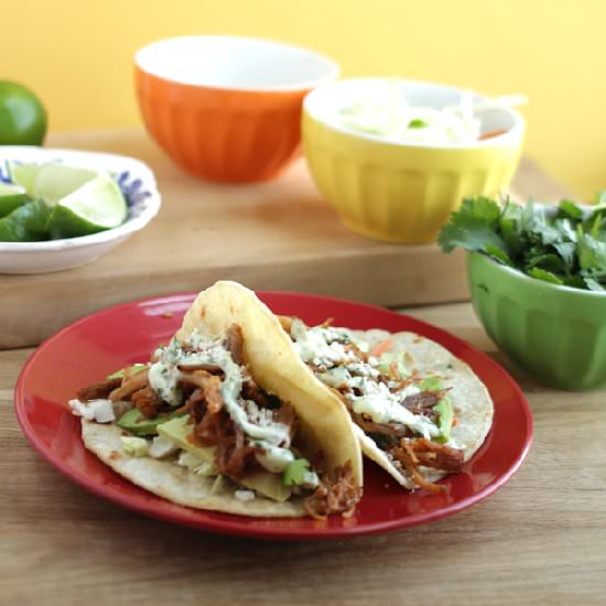 Pork Tacos with Cilantro Lime Aioli