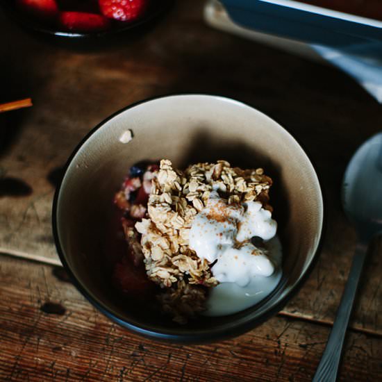 Rhubarb and Strawberries with Oats