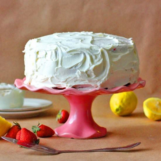 Strawberry Cake with Lemon Icing