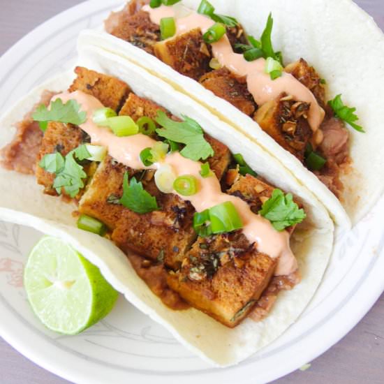 Baked Tequila Lime Tofu Tacos