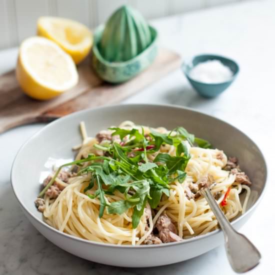 Spaghetti with Tuna, Chilli, Rocket