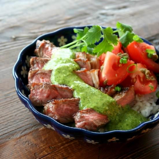 Steak Tomato Rice Bowl