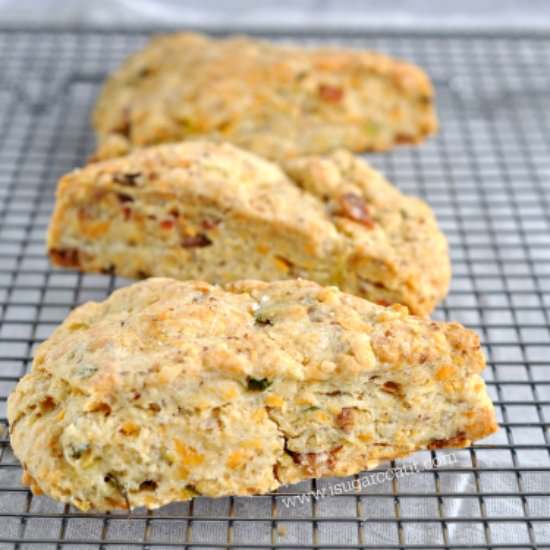 Maple Bacon Cheddar Flax Scones
