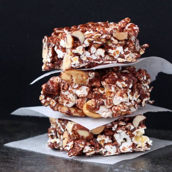 Chocolate Marshmallow Popcorn Slice