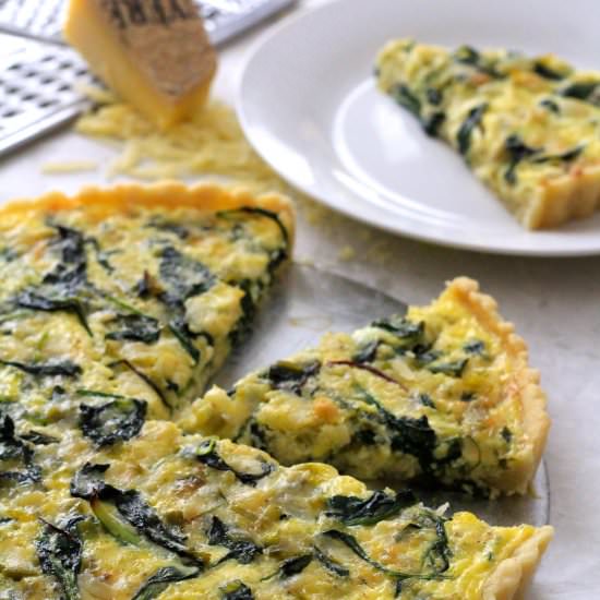 Spring Greens, Leek & Gruyere Tart