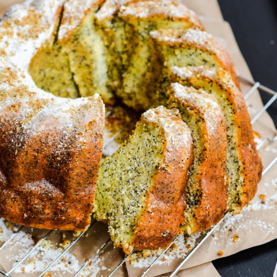 Flourless orange, poppy syrup bundt