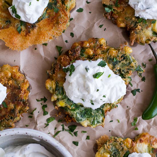 Spinach and Artichoke Corn Fritters