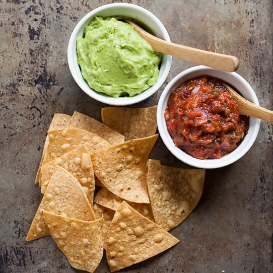Creamy Guacamole and Hot Salsa