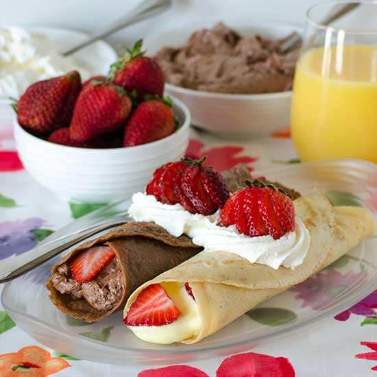 Chocolate and Vanilla Crepes