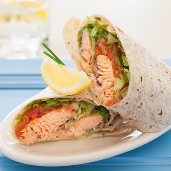Broiled Salmon Wrap with Mustard