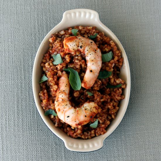 Bulgur and Shrimp Skillet