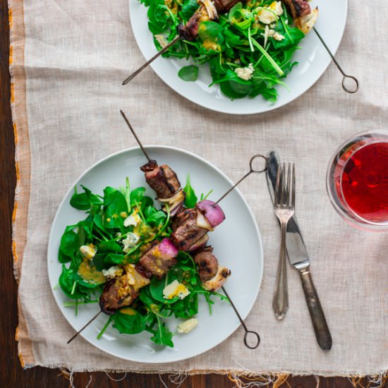Salad with Steak and Date Kebabs