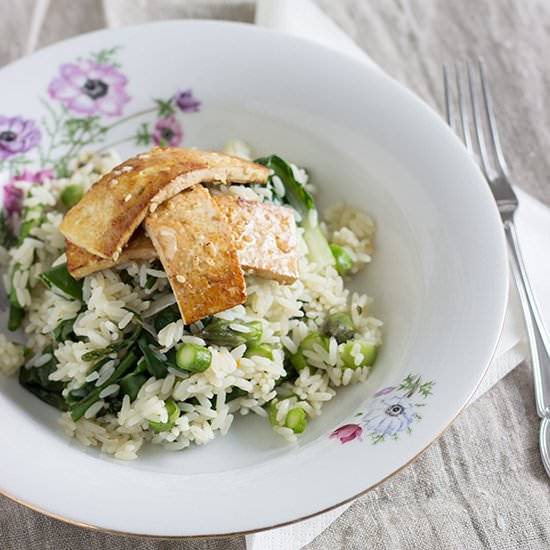 Spring Risotto and Crispy Tofu