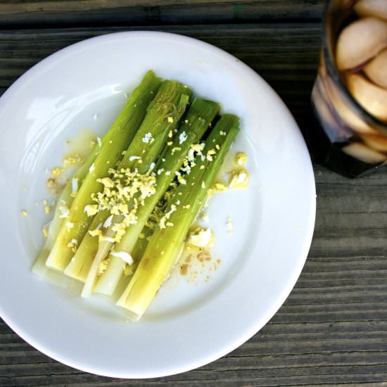 Leeks Vinaigrette with Mimosa