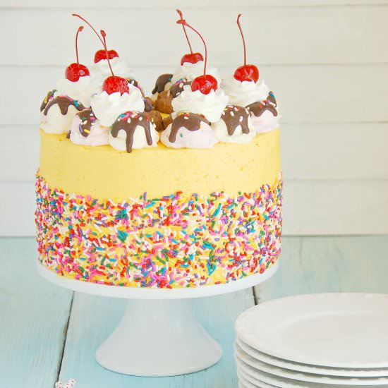 Banana Split Mousse Cake