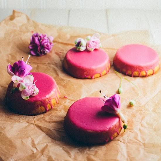 Mini Lemon Cakes with Beet Glaze