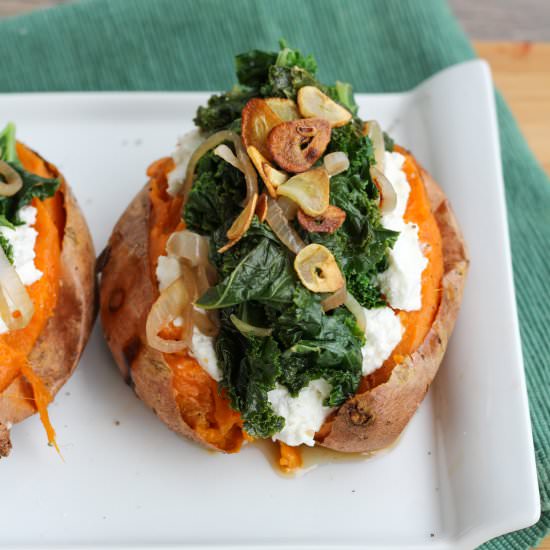 Sweet Potatoes w/ Kale & Ricotta