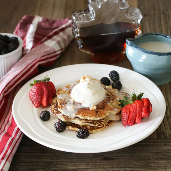 GF Berry Pancakes w/ Coconut Syrup