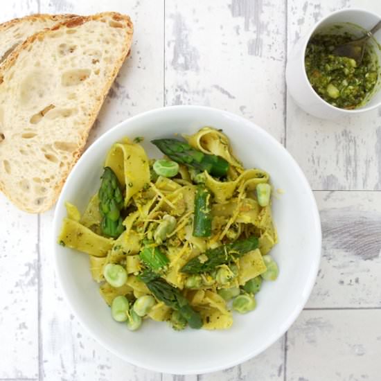 Asparagus & Broad Beans Lemon Pasta