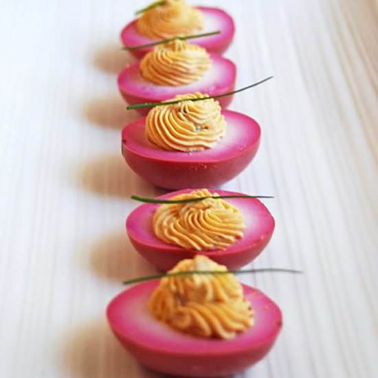 Pickled Beet Deviled Eggs