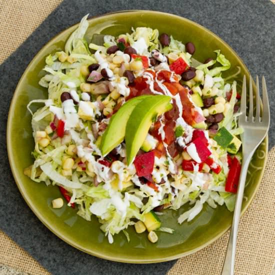 Tostada with Mexican Corn Salad