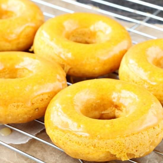 Caramel Glazed Baked Pumpkin Donuts