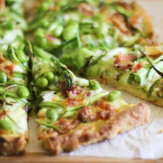 Asparagus & Pancetta Pesto Pizza