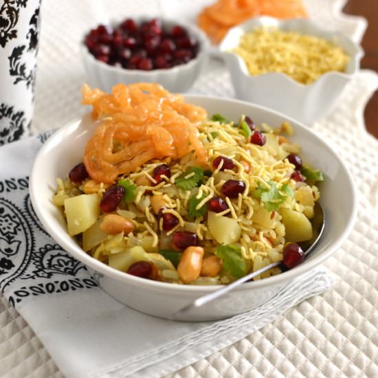Indori Poha with Jalebi