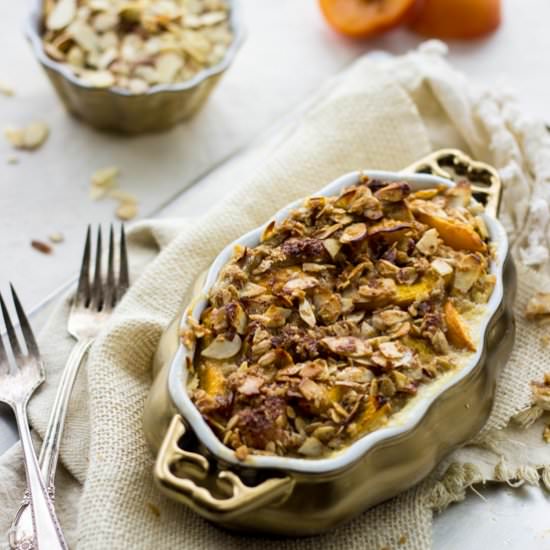 Baked Peach and Almond French Toast