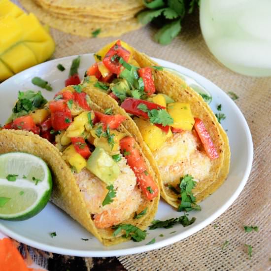 Coconut Shrimp Tacos with Mango