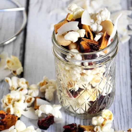 Peach Colada Popcorn Snack Mix