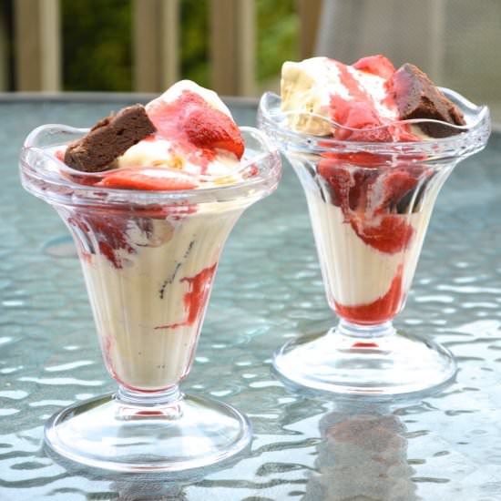 Strawberry Brownie Ice Cream Sundae