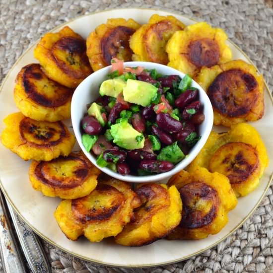 Tostones with Bean Salsa