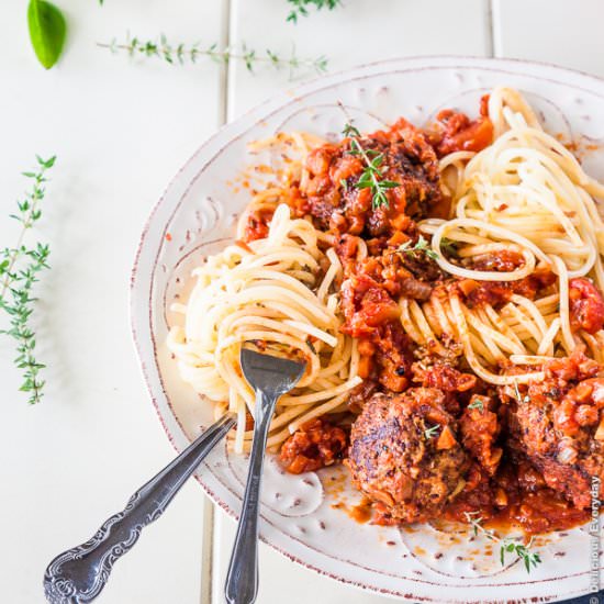 Spaghetti and Vegetarian Meatballs