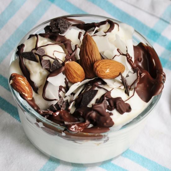 Coconut Almond Ice Cream Sundae