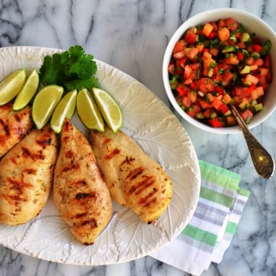 Grilled Chicken with Melon Salsa