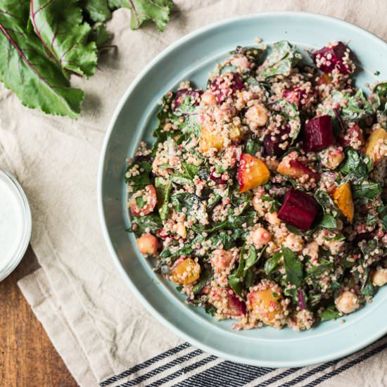 Creamy Beet Green Chopped Salad