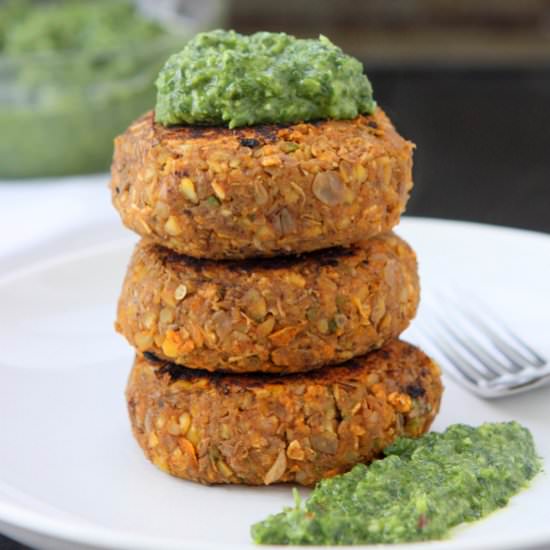 Spicy Lentil Cakes with Gremolata