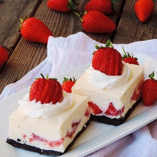 Strawberry White Chocolate Slice
