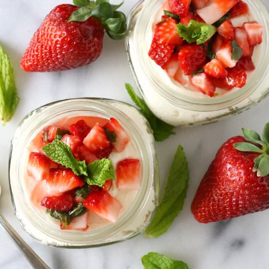 Strawberry mint cheesecake